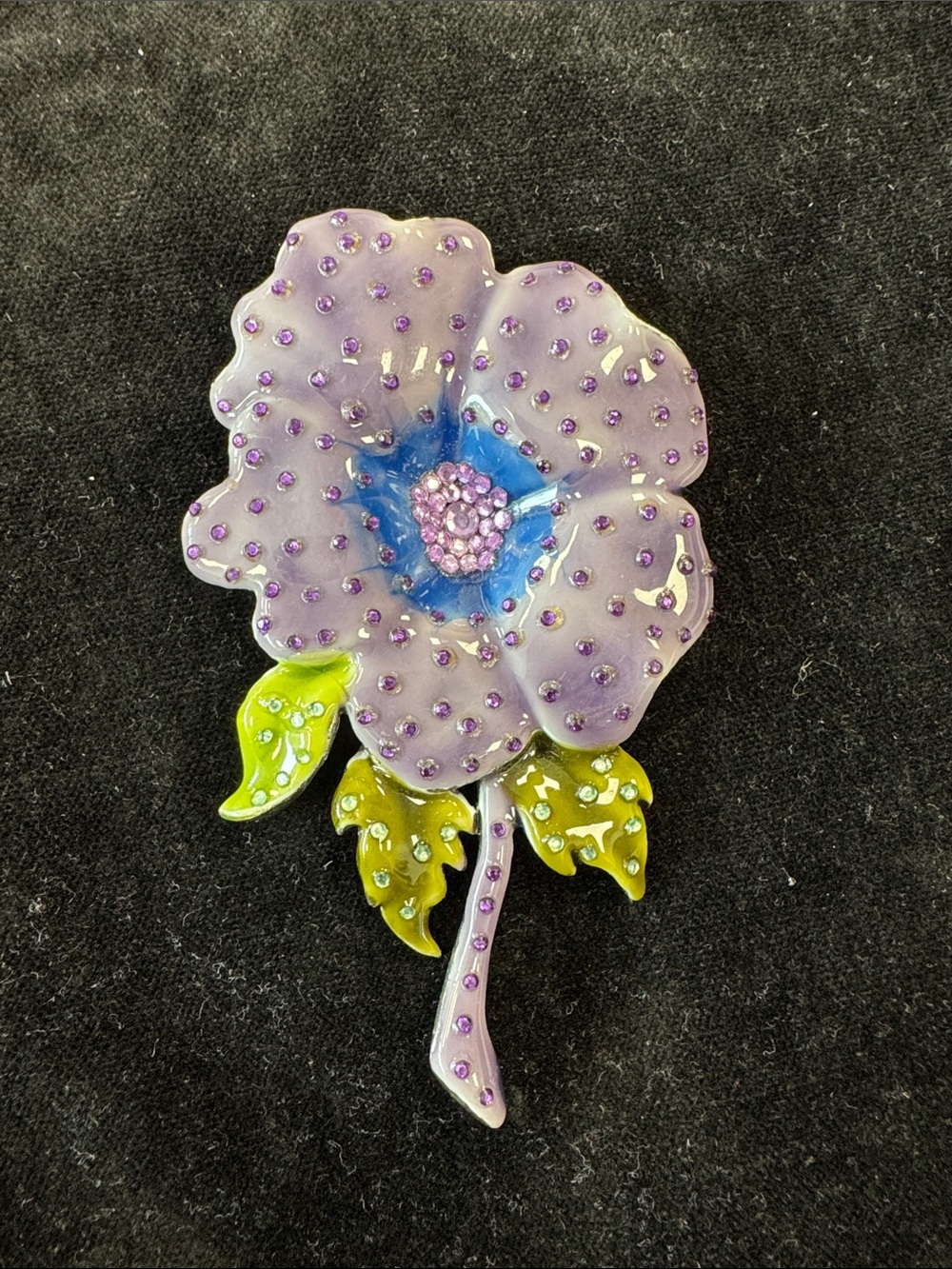 Vintage Purple and Green Flower Brooch